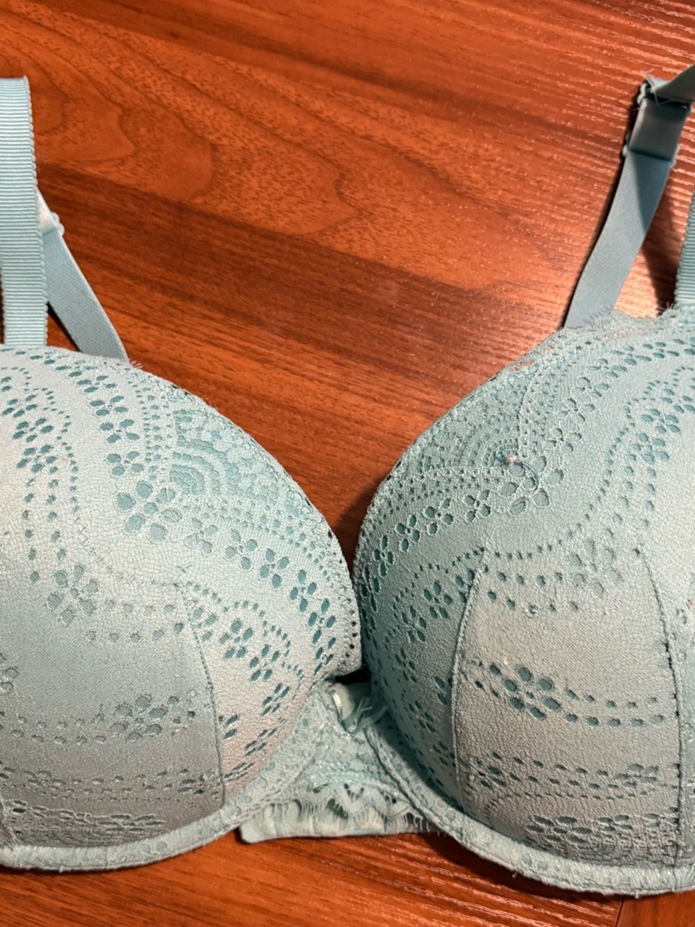 Cacique Light Teal Lace Push-Up Bra